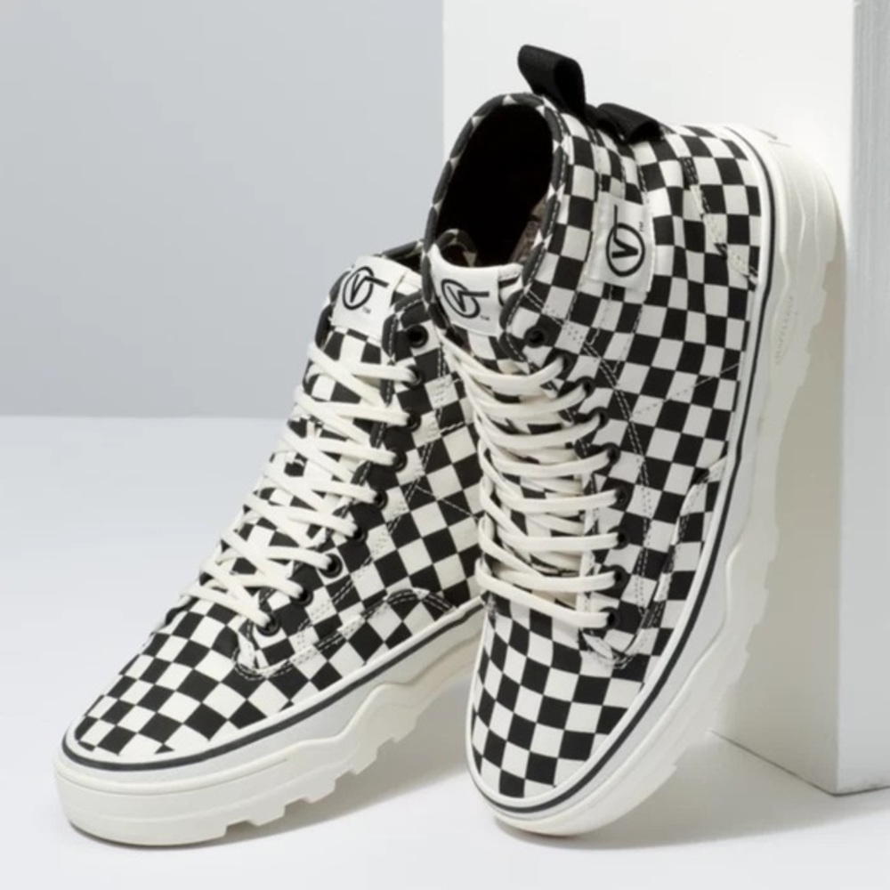 Vans Sentry WC WaffleCup Marshmallow Checkerboard Hi Top Sneakers
